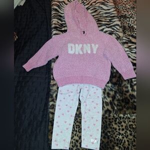 DKNY Mauve Knit Hoodie and Heart Leggings